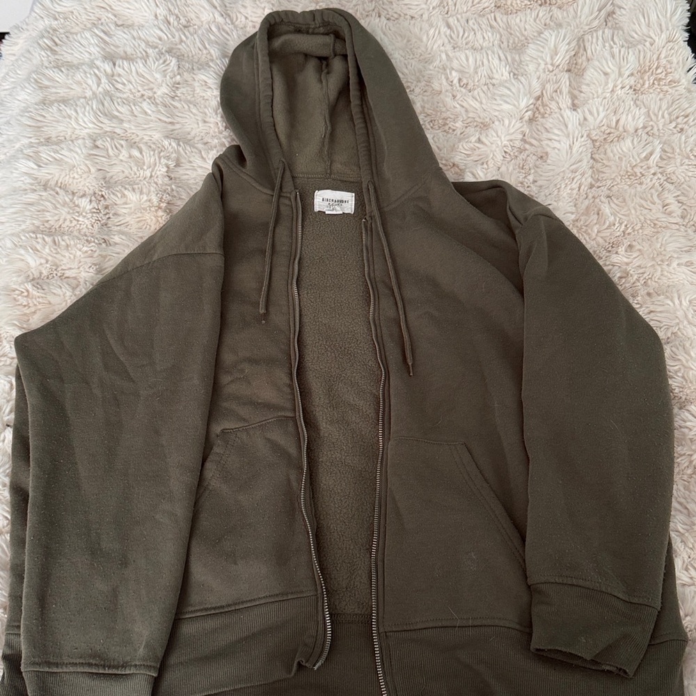 XL Olive Green Zip-Up Hoodie
